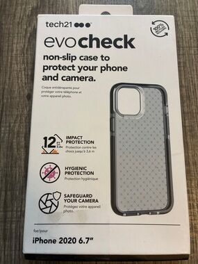 tech21 evo check Clear with Gray Border Non-Slip Phone Case
